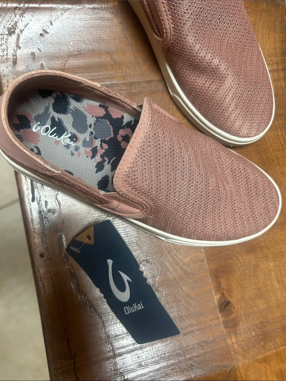 OluKai Women's Slip-On Loafers in Dusty Rose